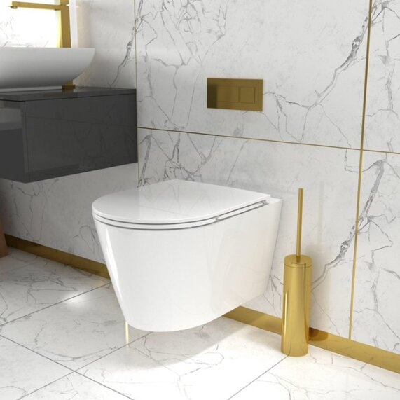 Patello Wall Hung Toilet Pan: Rimless with Seat (Ultra Thin, Soft Close, Quick Release)