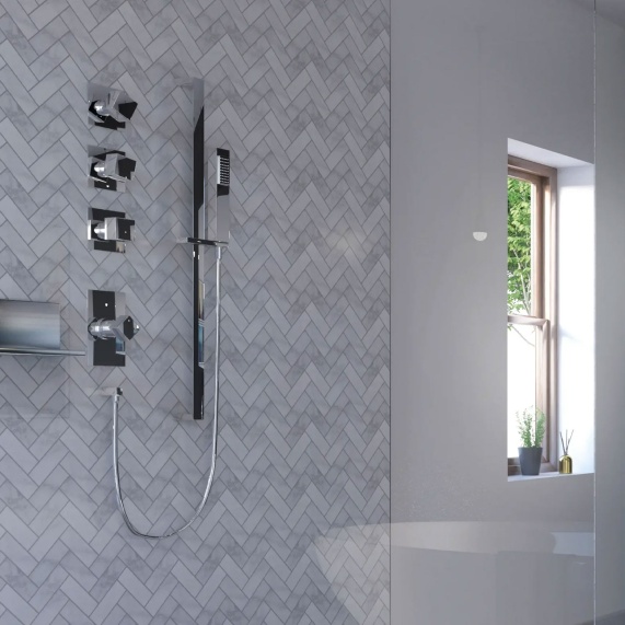 Herringbone - Acrylic Shower Wall Panels, Tile-effect, Various Sizes