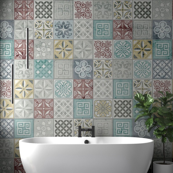 Moroccan - Acrylic Shower Wall Panels, Tile-effect, Various Sizes
