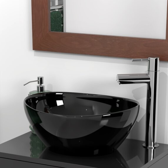 Monaco Oval Black Freestanding Basin