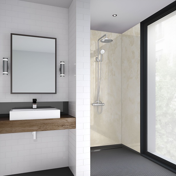 Natural Pearl: Natural Laminated Solid-core Shower Wall Panels, Various Sizes