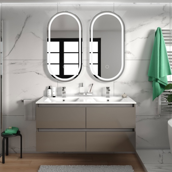 Pemberton - Gold 1200mm Wall Hung Vanity Unit with Double Basin