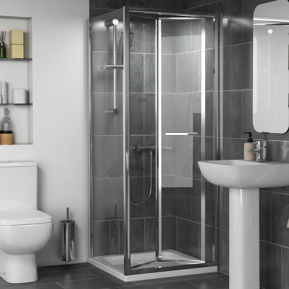 760mm Bifold  Shower Door - Radiant Deluxe 1900mm Height - Optional Side Panel and Tray for Cubicle