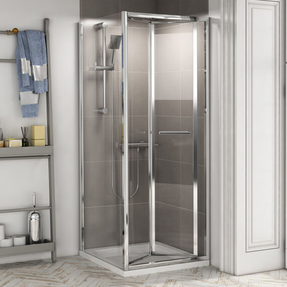 800 x 1750 - Bifold Shower Door - Optional Side Panel, Low Height Shower