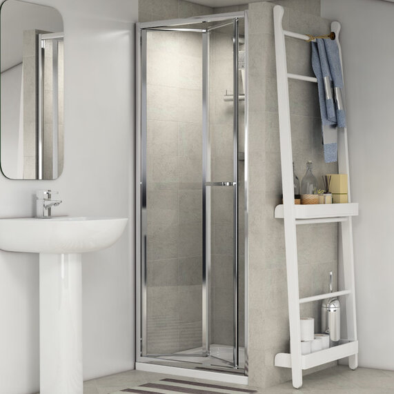 900 x 1750 - Bifold Shower Door - Optional Side Panel, Low Height Shower
