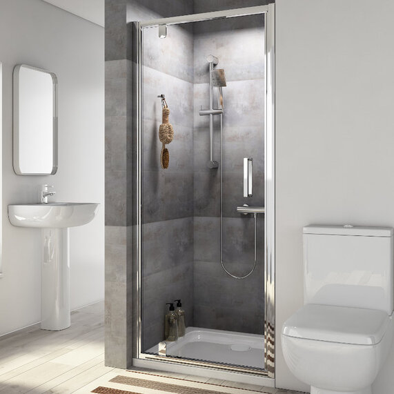 760mm Pivot Shower Door - Radiant Deluxe 1900mm Height - Optional Side Panel and Tray for Cubicle