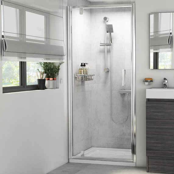 800mm Pivot Shower Door - Radiant Deluxe 1900mm Height - Optional Side Panel and Tray for Cubicle