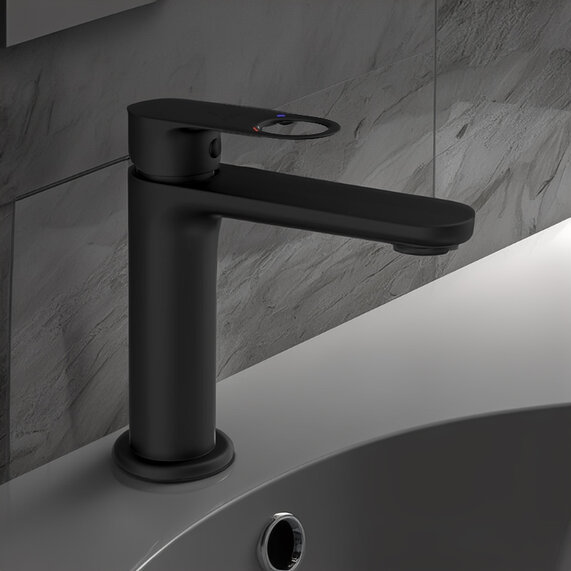 Black Mono Basin Mixer - Jaquar Ornamix - Single Lever, Waste