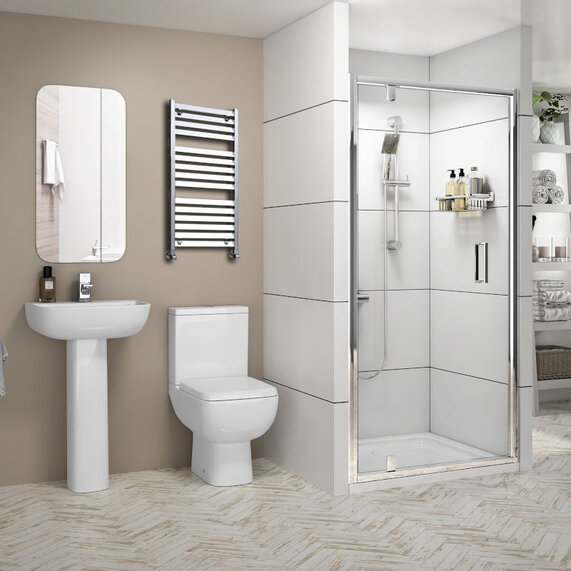 Pivot Shower Enclosure, Basin, Pedestal, Toilet - Shower Suite Package Deal 700 760 800 900