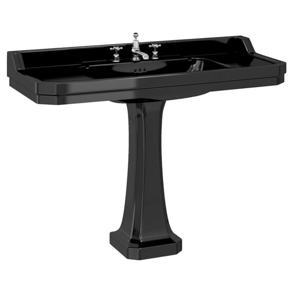 Burlington Jet Black Traditional 1200mm Wide Basin with Classic Pedestal & Optional Waste