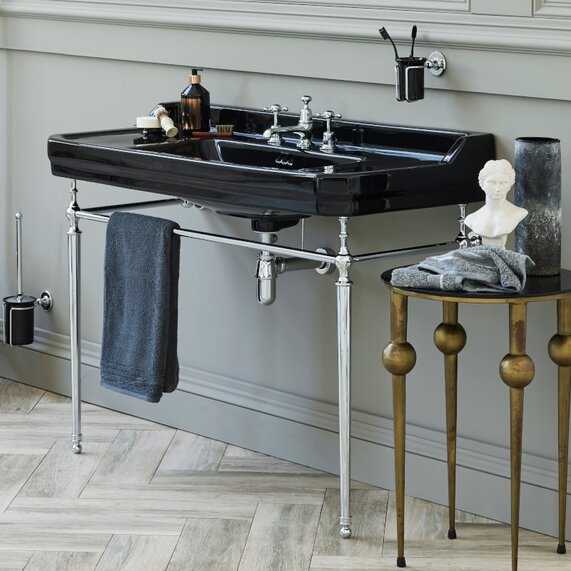 1200mm Jet Black Traditional Sink with Washstand - Burlington