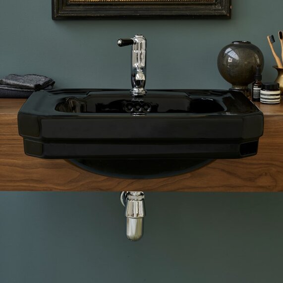 Burlington Jet Black Traditional 580mm Semi-recessed Basin with Optional Waste