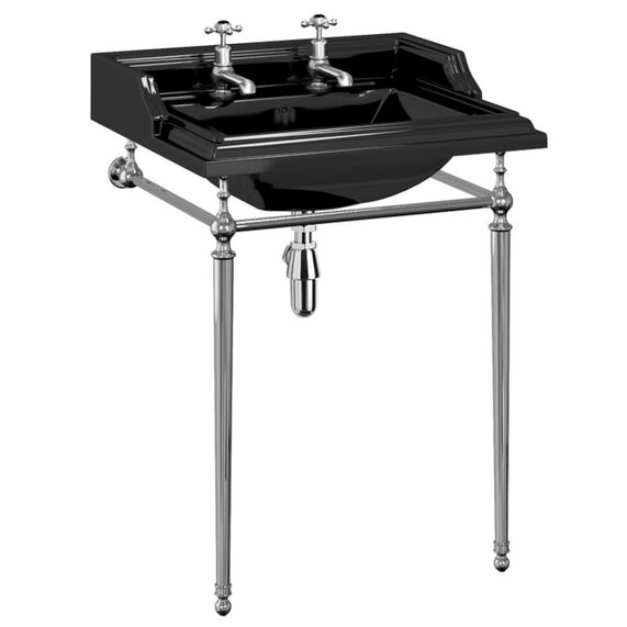 650mm Jet Black Basin with Washstand - Burlington