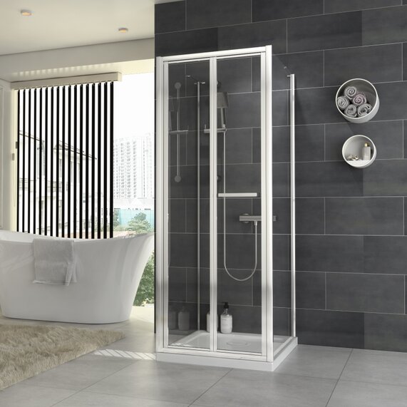 700mm Width - Bifold One Wall Shower Cubicle - Radiant Deluxe H1900mm