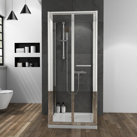 760mm Width - Bifold One Wall Shower Cubicle - Radiant Deluxe H1900mm