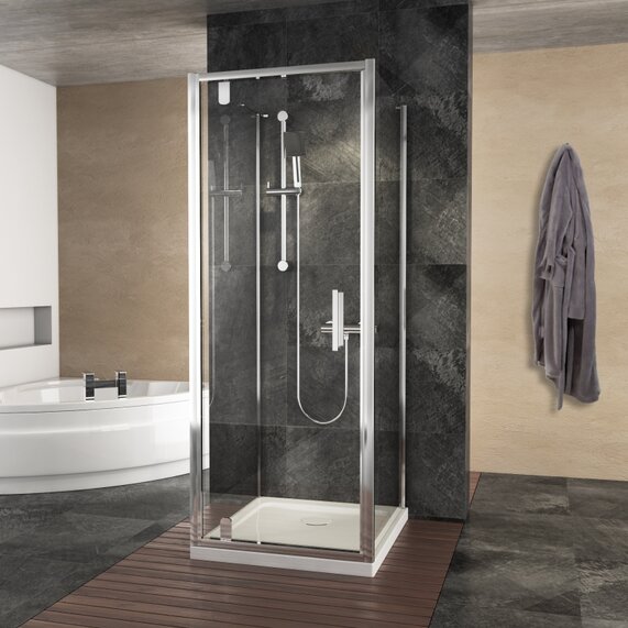 W700 x H1750mm - Pivot One Wall Shower Enclosure - Low Height Shower