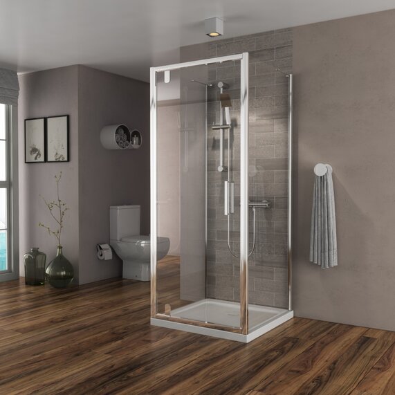 W760 x H1750mm - Pivot One Wall Shower Enclosure - Low Height Shower