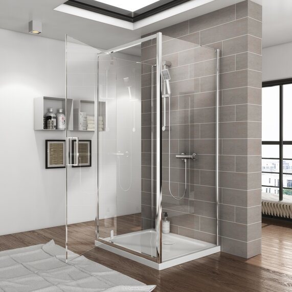 900mm Width - Pivot One Wall Shower Cubicle - Radiant Deluxe H1900mm