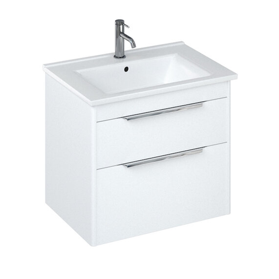 Britton Shoreditch Wall Hung 650mm Vanity Unit: Square or Round Basin, Double Drawers, Various Colours