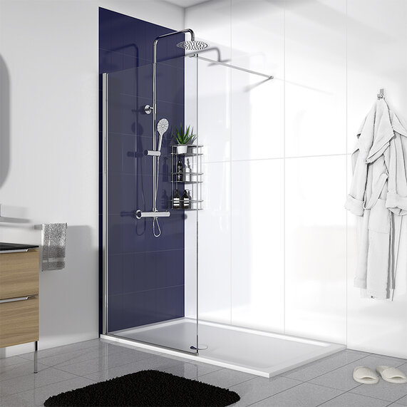 1700mm - Recess 10mm Walk In Shower Enclosure - With Tray, Panel, Radiant