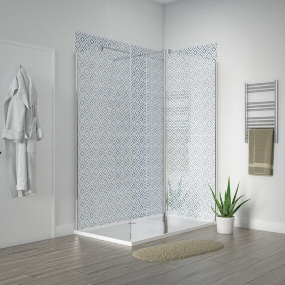 1400mm - Corner 10mm Walk In Shower Enclosure - With Tray, Panel, Side Panel, Radiant