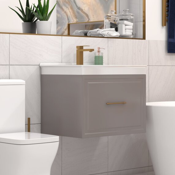 600mm Cashmere Wall Hung Vanity Unit with Deep Basin - Chester
