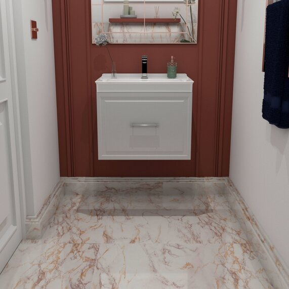 600mm Pearl Grey Wall Hung Vanity Unit with Deep Basin - Chester