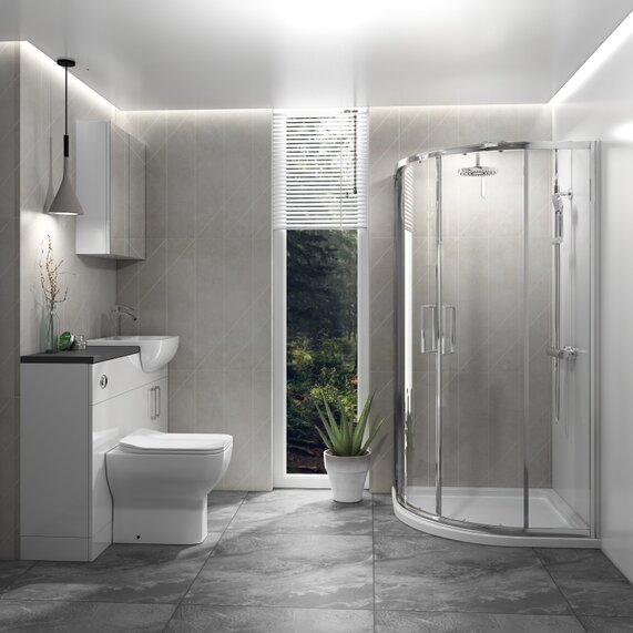 Oliver Suite 1200 Unit with Sink & Toilet and Quadrant Shower: Bathroom Fitted Furniture Pack