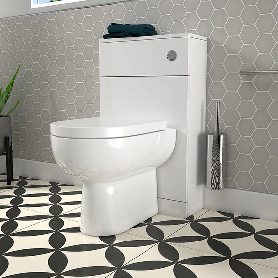 Kiana 500mm White Back to Wall WC Unit with Toilet Pan and Soft-close Seat