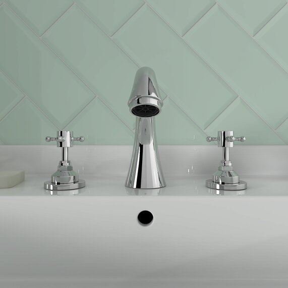 Chester Crosshead Three Tap Hole Basin Mixer Tap | RIA BRASSWARE