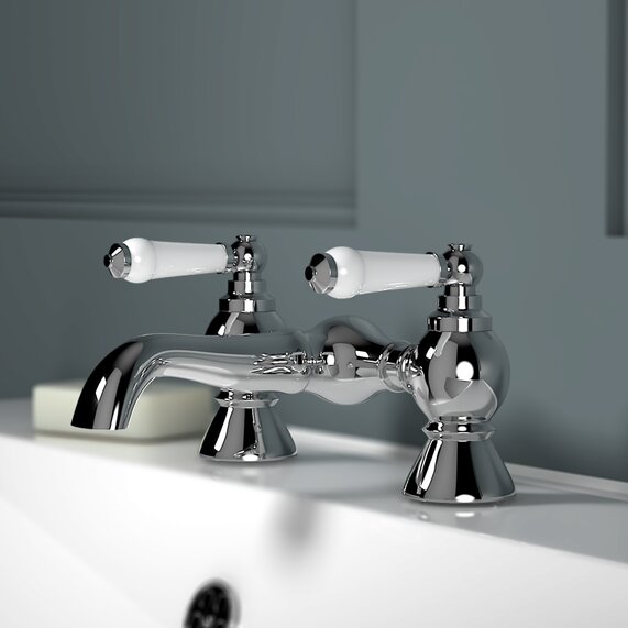 Clarice Chrome Bath Filler Mixer Tap with Levers | RIA BRASSWARE