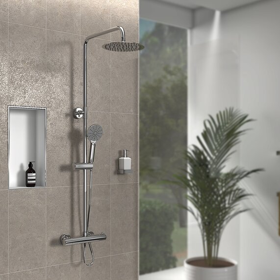 Petteril Round Shower Kit: Exp. Valve, Rail, Head & Handset