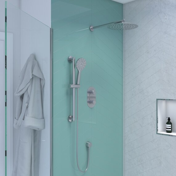 Tweed 2 Outlet Shower Set with Shower Head (Wall Mounted) & Handset Slider Kit