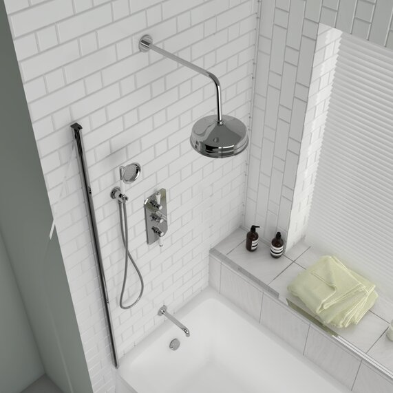 Three-way Traditional Shower Set (Fixed Head, Handset & Bath Spout) | RIA BRASSWARE