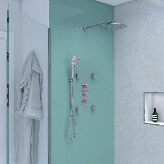 Three-way Round Shower Set (Wall-mounted Fixed Head, Hand Shower, Bath Filler or Body Jets) | RIA BRASSWARE