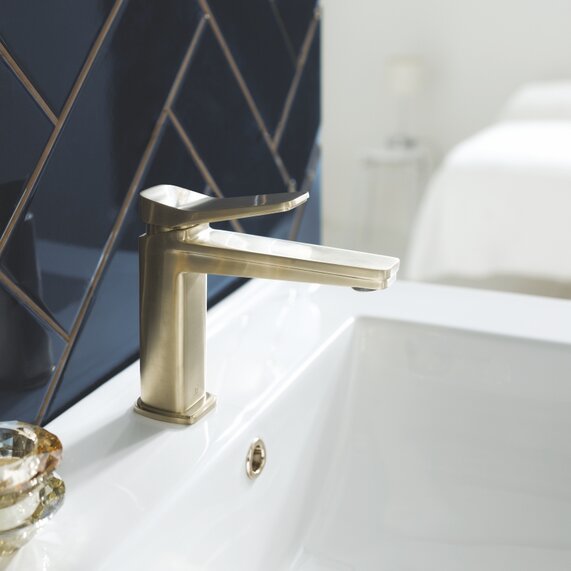 JTP Hix Brushed Gold Basin Mono Mixer Tap
