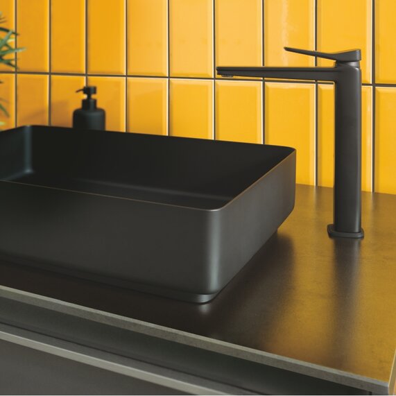 JTP Hix Matt Black Basin Mixer Tall Single-lever Tap