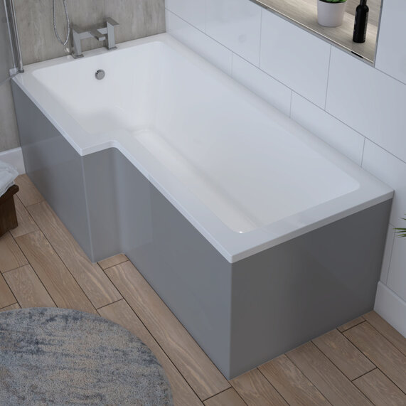 Grove Grey L-shape Bath Panel with Luxury MDF core