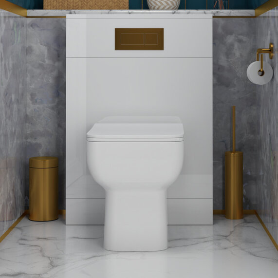 Jivana White Toilet Unit with Concealed Cistern, Pan and Seat Complete