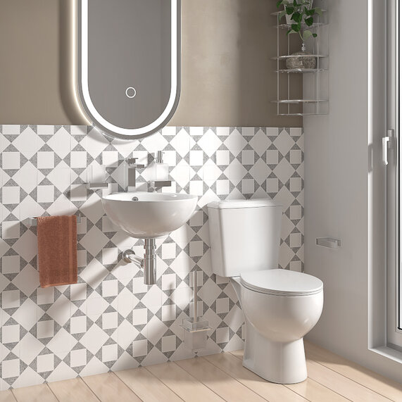Tesla Wall Hung Cloakroom Suite with Basin and Toilet with Chrome Tap