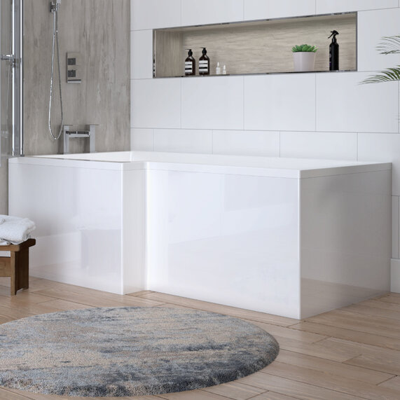 White L-shape Bath Panel with Luxury MDF core