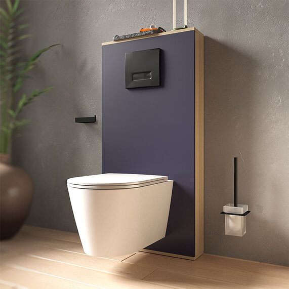 Alani Navy Blue Slim Back to Wall WC Furniture Unit