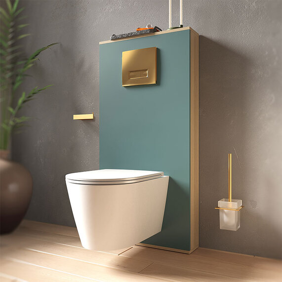 Alani Petrol Blue Slim Back to Wall WC Furniture Unit