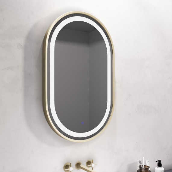 Gold Capsule Wall Mirror with Lights - 1000 x 500mm