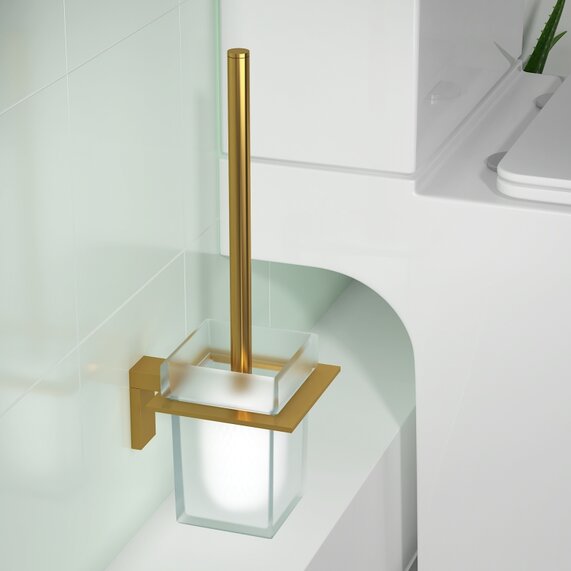 BC Gold Toilet Brush Holder Frosted Glass Holder