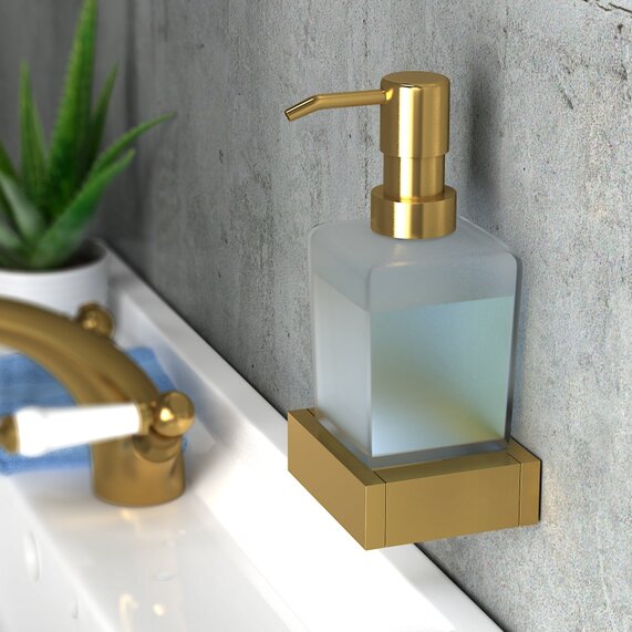 BC Gold Soap Dispenser Frosted Glass Bottle