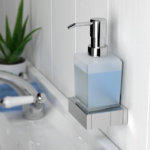 Slade Soap Dispenser Chrome Frosted Glass Bottle