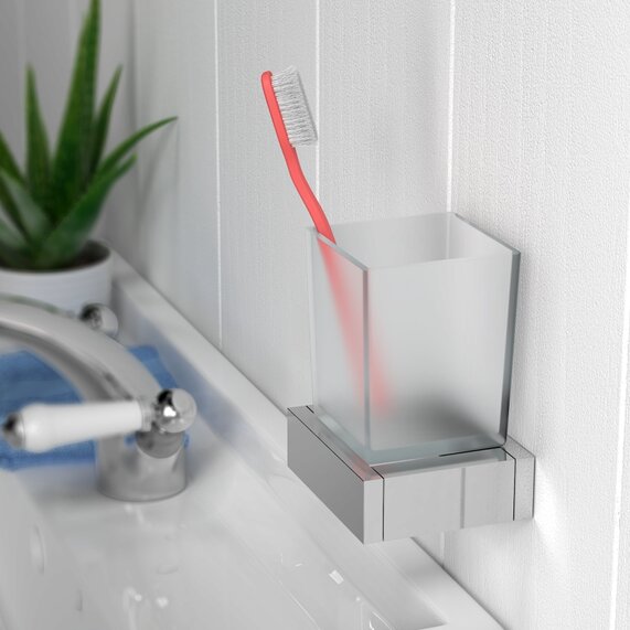 Slade Tumbler Holder Chrome Frosted Glass Cup