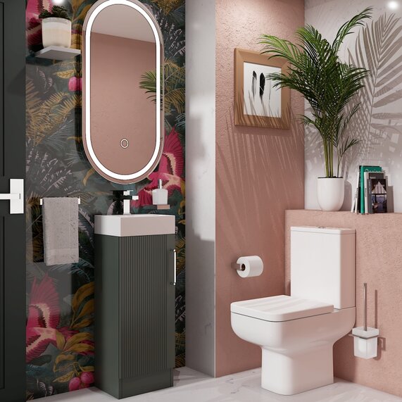 325 Green Vanity Unit with Toilet - 2-piece Small Suite - Celeste Linear