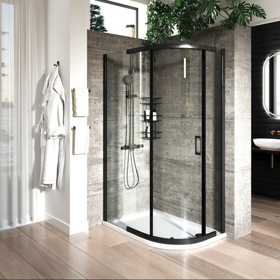 1200 x 800mm - Offset Quadrant 8mm Shower Cubicle with Optional Tray - Odessa Black 1950mm